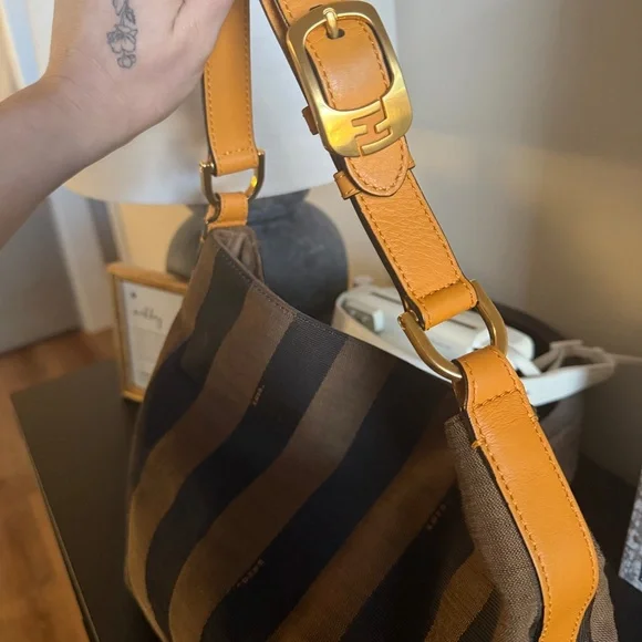 Authentic Fendi Pequin Striped Hobo Bag - Picture 3 of 9